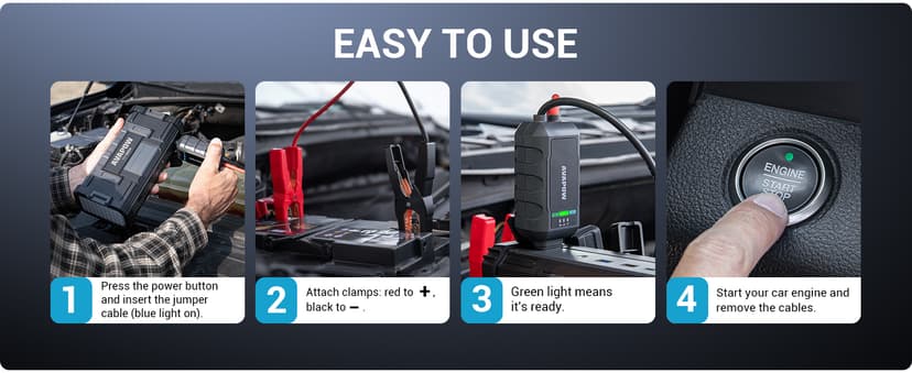AVAPOW 6000A Car Battery Jump Starter(for All Gas or up to 12L Diesel) Powerful Car Jump Starter with Dual USB Quick Charge and DC Output,12V Jump Pack with Built-in LED Bright Light