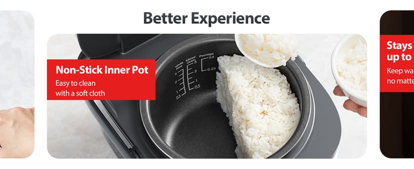 TOSHIBA Rice Cooker Small 3-Cup Uncooked– LCD Display with 8 Cooking Functions: Rice, Oatmeal, Mixed Grains and More, NonStick Inner Pot, Grey