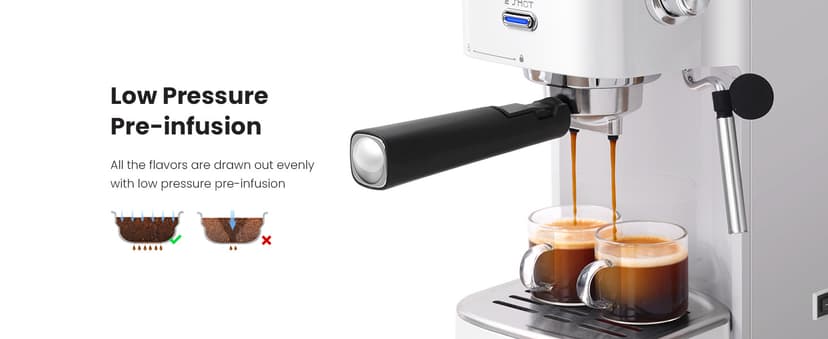 Gevi Espresso Machine 20 Bar High Pressure,Compact Espresso Maker with Milk Frother Steam Wand,Cappuccino,Latte Maker with Adjustable Shot Volume for Home,Gift for Mom and Dad