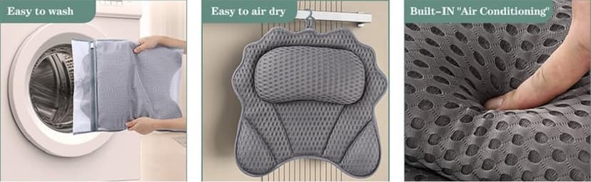 Bath Pillow RUVINCE Ergonomic Luxury Bathtub Pillow with Head,Neck, Shoulder and Back Support, 4D Bath Pillows for tub with 6 Powerful Suction Cups, Fits All Bathtub