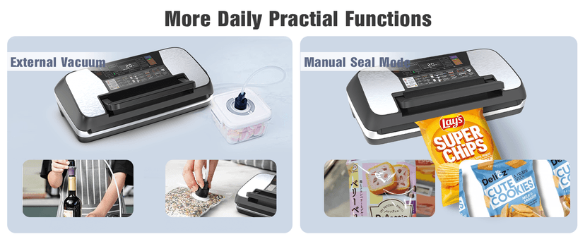 230 Watts Vacuum Sealer for Food, Commercial Vacuum Sealer Machine with Double Heat Seal, Easy Lock Handle, 12 Functions, Bags Storage,Build-in Cutter, 1 Roll and 10 Pre-cut Bags, Progress Display