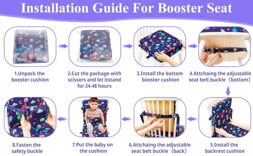 Toddler Booster Seat for Dining Table, Dinosaur Booster Seat for Table with Backrest and Adjustable Seat Belts Non-Slip Bottom Portable Booster Seat Increasing Cushion for Kid Baby Eating Travel Home