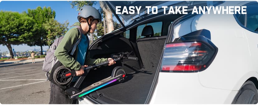 FanttikRide T9 Apex Electric Scooter for Kids 4.3-5.6 ft, 200 W Motor, LED Colorful Lights with Bluetooth Music Speaker, 7/10/12 MPH Digital Display, Adjustable Height, Foldable, Up to 40 mins