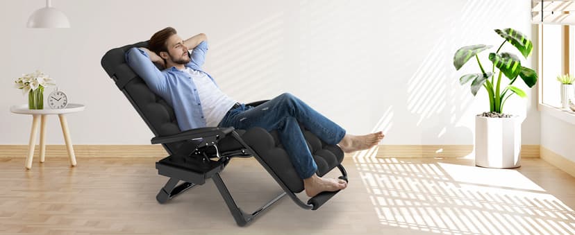 Suteck Oversized Zero Gravity Chair,33In XXL Lounge Chair w/Removable Cushion&Headrest, Reclining Camping Chair w/Upgraded Lock and Footrest, Reclining Patio Chairs Recliner for Indoor Outdoor,500LBS