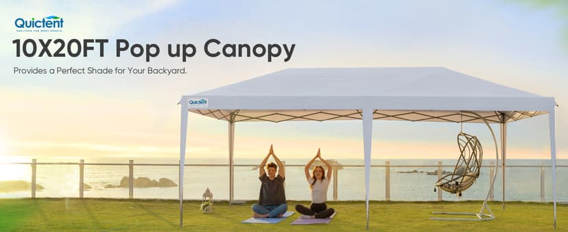 Quictent 10x20 Pop up Canopy Tent, Easy Setup and Wheeled Bag for Commercial, Outdoor, Camping, Parties, Markets and Instant Shelter
