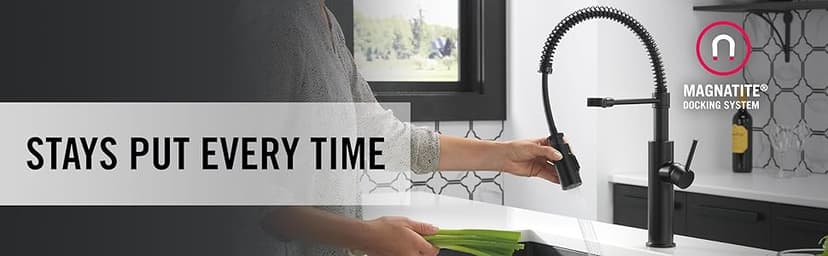 Delta Faucet Antoni Black Kitchen with Pull Down Sprayer, Commercial Style Sink Faucet, Faucets for Sinks, Single-Handle, Magnetic Docking Spray Head, 18803-BL-DST, Matte Black