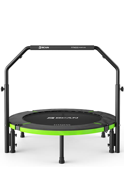 BCAN 40/48" Foldable Mini Trampoline Max Load 330lbs/440lbs, Fitness Rebounder with Adjustable Foam Handle, Exercise Trampoline for Adults Indoor/Garden Workout