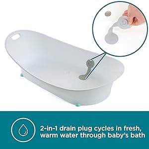 Contours Oasis 4 in 1 Comfort Cushion Baby Bathtub, Portable Infant Bath Seat, Supportive for Newborns and Toddlers 0-24 Months, Grow with Me Design, Quick Dry Mesh Pad, Easy to Clean, Blue/White