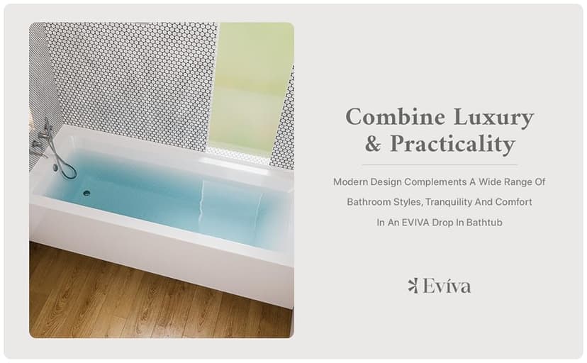 Eviva Nova 60" White Acrylic Free Standing Tub for Bathrooms - White Bathtub with Chrome Left-Hand Drain - luxurious Bathtubs - 60 inch Bathtubs for Bathrooms