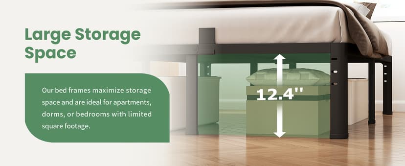 NKZ 14 Inch King Bed Frame, Sturdy Metal Platform with Round Corner Legs, 3,500 lbs Heavy Duty Steel Slat Support, Easy Assembly, Noise Free, No Box Spring Needed