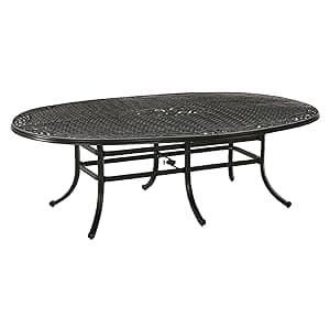 Hanover Traditions Set with 6 Swivel Rocker Chairs, Tan Cushions and Large 38"x72" Dining Table, Outdoor Dining Set for 6