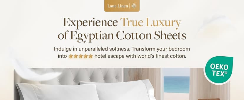 LANE LINEN 100% Egyptian Cotton 1000 TC King Bed Sheets, Eco Friendly No Pill Naturally Cooling Sheet King Size, Soft & Comfy Sateen Weave Silky Smooth Finish, Available in Variety of Colors -Ivory