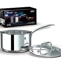 Whole Tri-ply 18/10 Stainless Steel Pot and Pan Set (10 Piece), Copper Pots and Pans Set with Stainless Steel Lid, Induction Cookware Set, Include Stock Pot, Saucepan, Frying Pan - Copper