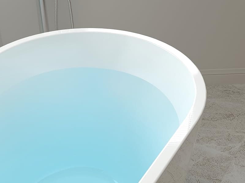 FerdY Bali 59" Acrylic Freestanding Bathtub, Gracefully Shaped Freestanding Soaking Bathtub, Toe-Tap Chrome Drain and Classic Slotted Overflow Included, Glossy White, cUPC Certified
