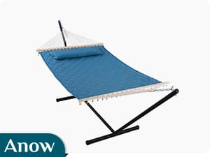 ANOW Double Hammock with Stand Included, Rope Hammock with Detachable Pillow and Pad for Outdoors Indoors, 450 LBS Weight Capacity, Blue