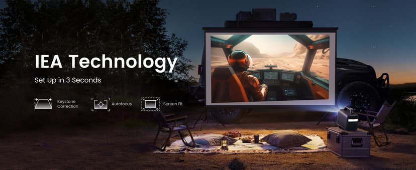 NEBULA Mars 3 Outdoor Portable Projector, 1000 ANSI Lumens, AI-Powered Image, Built-In Battery with 5 Hour Playtime, Android TV, 200 Inch Home Theater, for Backyard, Office and Business, and Camping