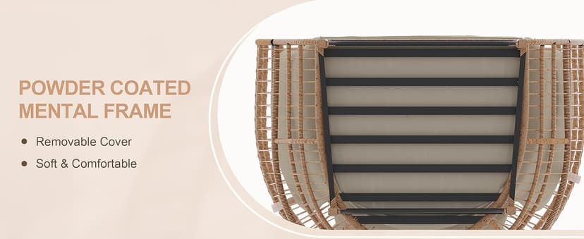 Paito Egg Chair Oversized Lounger, Wicker Egg Rattan Chair Outdoor Indoor, 500 Lbs Egg Shape Balcony Chair for Living Room, Balcony, Backyard