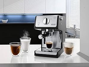 De'Longhi 15-Bar Pump Espresso Machine with Milk Frother & Temperature Control - Compact Home Barista Coffee Maker for Espresso, Latte, Cappuccino & Iced Coffee, Easy to Clean Design