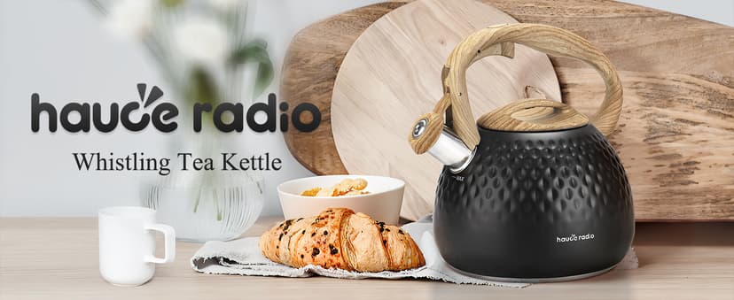 Tea Kettle Stovetop,2.5QT Stainless Steel Whistling Teapot for Stove Top Aesthetic,Portable Water Kettles Camping with Anti-hot Silicone Handle,Suitable for All Heat Sources,Black