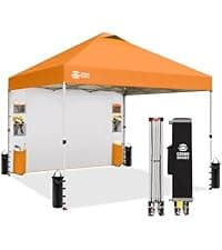 CROWN SHADES Canopy Tent, 10 x 10 Foot Portable Pop Up Outdoor Shelter with Pocket Sidewall, Push Center Lock, UV Protection, and Carry Bag, Navy Blue