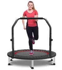 HYD-Parts 40" 48" Mini Trampoline for Adults and Kids Exercise Rebounder with Adjustable Bar Fitness Trampoline Indoor Max Load 330 440lbs