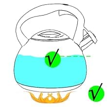 GGC Tea Kettle for Stove Top, Loud Whistling Kettle for Boiling Water Coffee or Milk, 3.1 Quart 3L Heavy Stainless Steel Black Kettle with Wood Pattern Handle, Unique Button Control Kettle Outlet