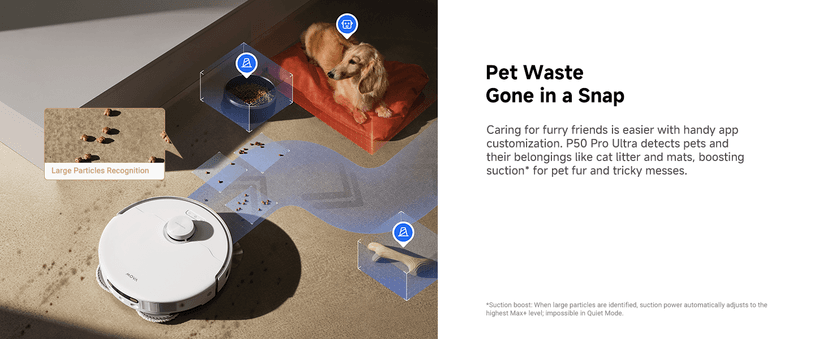 Mova P50 Pro Ultra Robot Vacuum and Mop, 19,000Pa Suction with Anti-Tangle Brush, Removable & Liftable Mop for Carpet & Floor, 167℉ Mop & Washboard Self Drying & Cleaning, Auto Empty & Refill