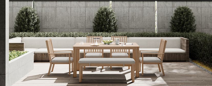 All-Weather Aluminum Outdoor Dining Table, Modern Rectangle Patio Dining Table for Balcony Garden, Brown