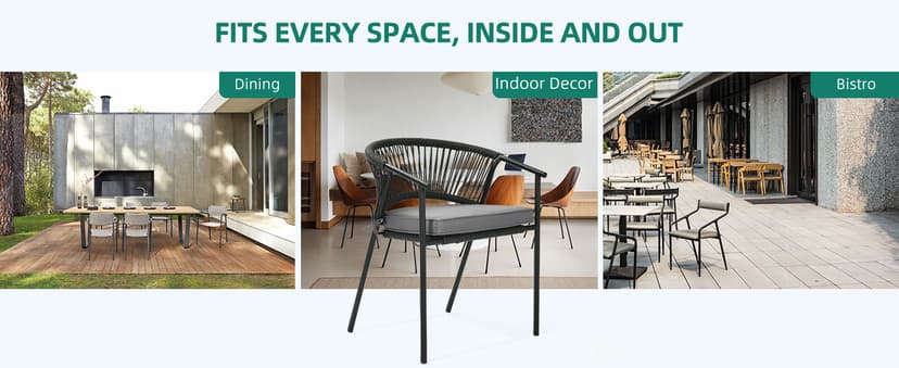 YITAHOME Outdoor Patio Chairs Set of 6, Stackable Dining Chairs Rattan Wicker Outdoor Patio Furniture Set with Cushion All Weather Bistro Chair for Garden Backyard Porch Poolside (Grey)