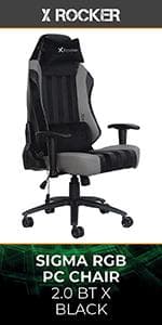 X Rocker Sigma PC Computer Gaming Office Desk Chair, with Headrest RGB LED Lights, Adjustable Seat and Armrest, 0780401, 24.41" x 49.8" x 20.87", Black