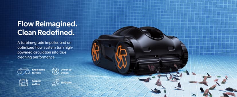 Pool Cleaner K20, 2H Runtime Cordless Robotic Pool Vacuum, Touch Screen, Smart Navigation, Cleans Floor, Walls, Waterline, Ideal for Above & In-Ground Pools, Self-Parking