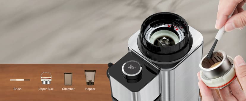 Conical Burr Coffee Grinder Electric, Espresso Coffee Bean Grinder for Home Use Adjustable 48 Grind Settings, 35s Precision Timer, Stainless Steel, Anti-Static for Pour Over/Drip/French Press