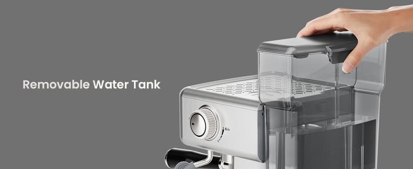 Neretva Espresso Machine, 15 Bar Espresso Coffee Machine with Visible Pressure Guage Professional Espresso Maker with Milk Frother & Stainless Steel for Home Barista Latte and Cappuccino Maker-Silver