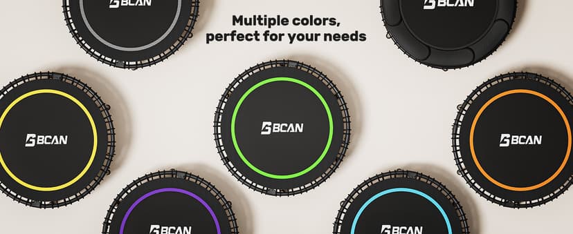 BCAN 40"/48" Mini Rebounder Trampoline for Adults with Bar, 450/550LBS Fitness Trampoline with Bungees, Adjustable Handle, Stable & Quiet, Indoor Outdoor, Whole-Body Workout & Relaxation at Home