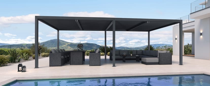 PURPLE LEAF 14' x 24' Louvered Pergola 94AS Modern Oversize Aluminum Gazebo with Adjustable Roof for Patio Deck Backyard Plus Size Gray Pergola