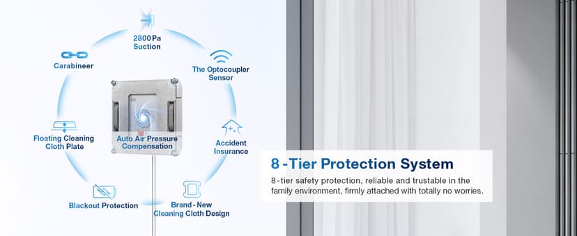 ECOVACS Winbot W1 Pro Window Cleaning Robot, Intelligent Cleaning with Dual Cross Water Spray Technology, Win SLAM 3.0 Path Planning, 2800Pa Suction Power, Edge Detection Technology, App Control,Grey