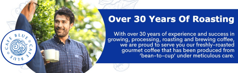 Cafe Blue 100% Authentic Jamaica Blue Mountain Medium Roast Whole Bean Premium Arabica Coffee, 16 Ounces (1 Pound, 454 Grams)