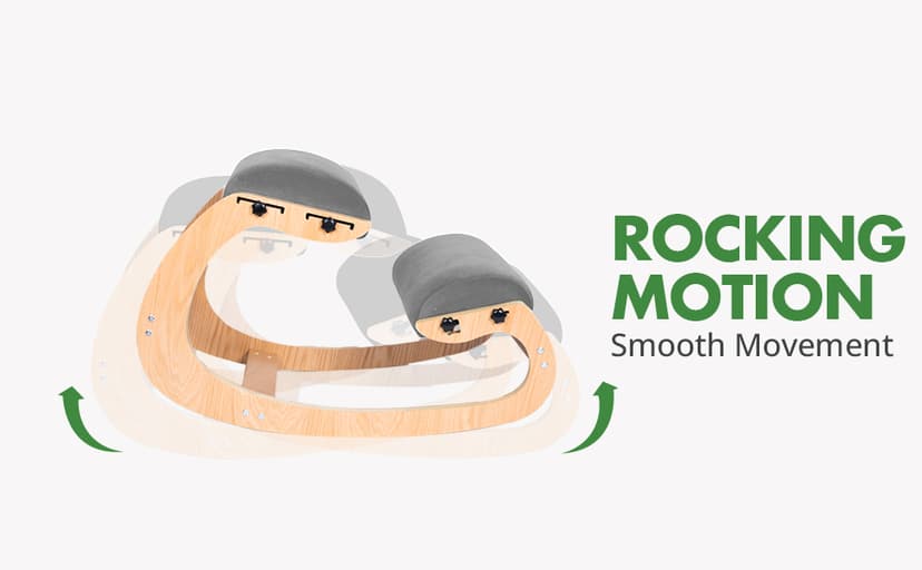 Ergonomic Kneeling Chair, Adjustable Seat - Office Chair for Desk, Posture Corrector, Premium Comfort Cushion, Wooden Rocking Knee Chair (Grey)