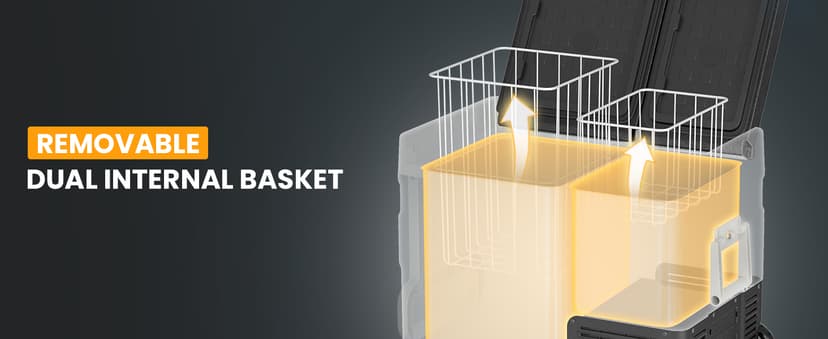 Car Refrigerator 12v Portable Fridge for Car, Auto 53 Quart Dual Zone Freezer Compressor Cooler, -4℉—68℉ 12/24V DC 100~240 Volt AC for Truck, Camping, Travel, Vehicles, RV