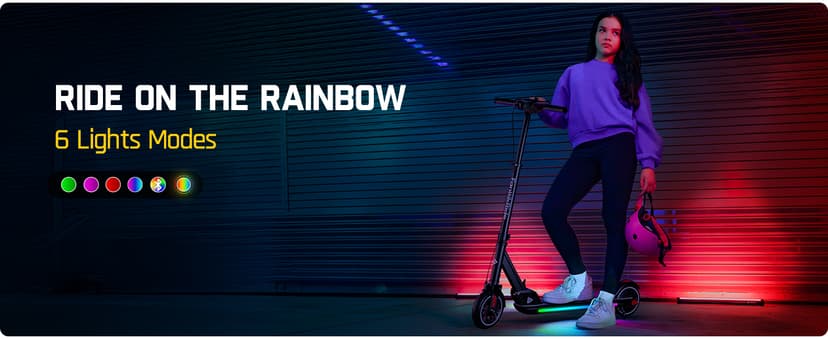 FanttikRide T9 Apex Electric Scooter for Kids 4.3-5.6 ft, 200 W Motor, LED Colorful Lights with Bluetooth Music Speaker, 7/10/12 MPH Digital Display, Adjustable Height, Foldable, Up to 40 mins