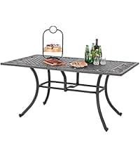 Sophia & William Outdoor Dining Table 6-Person Round Cast Aluminium, Patio Bistro Table with 2.2" Umbrella Hole for Porch Backyard, Bronze