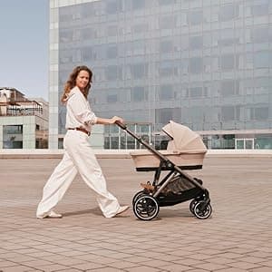 Cybex Gazelle S All-in-One Toddler and Baby Stroller with Over 20 Modular Configurations, Ergonomic Near-Flat Recline, Shopper Basket, and Compact Fold, Moon Black, Silver Frame