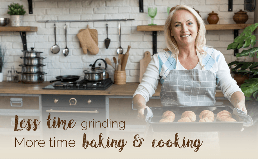 WONDERMILL Hand Grain Mill Red Wonder Junior Deluxe- Manual Grain Mill and Grain Grinder for Dry and Oily Grains - Kitchen Flour Mill, Hand Crank and Spice, Corn, Wheat Stone Mill Grinder