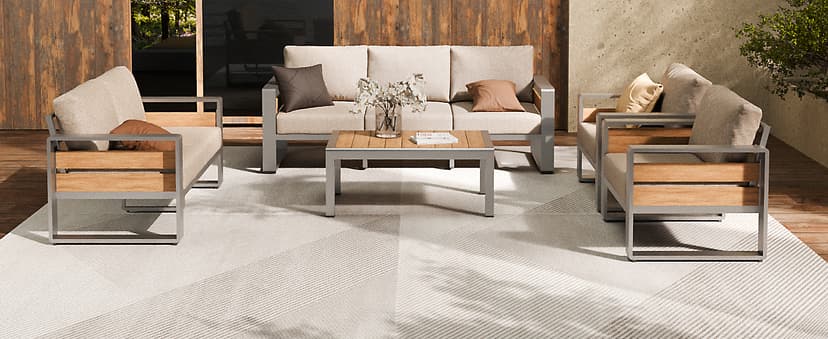 ZANDOR Outdoor Aluminum Patio Furniture - 1 Pcs 3-Seat, All-Weather Metal Modern Outside Sofa with Washable Thick Cushion for Garden/Backyard/Porch, Grey