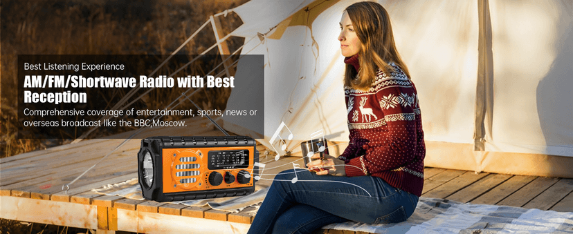 74000mWh Emergency Radio with NOAA Weather, Portable Hand Crank SW/AM/FM Survival Radio with Fast Charge Rechargeable Solar Battery, Flashlight, Reading Lamp,SOS Sirenor Home Outdoor