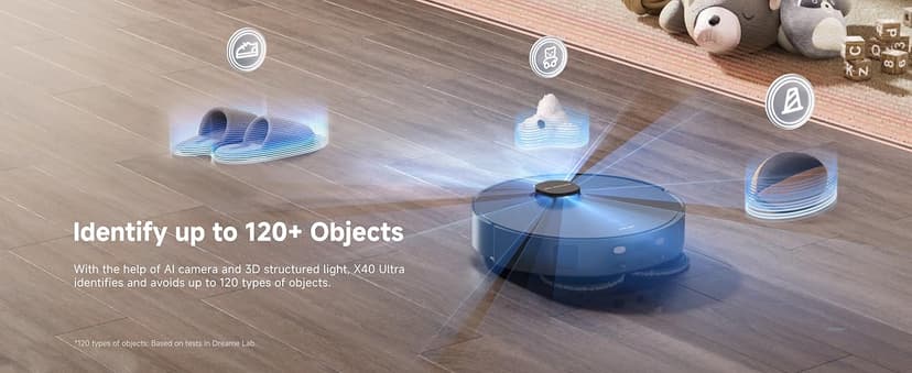 DREAME X40 Ultra Robotic Vacuum with Removable & Liftable Mop, 12,000Pa Suction, Side Brush Extensive Cleaning, 158°F Mop & Washboard Self Cleaning, Auto-Empty, Auto Refill, liftable Brushes