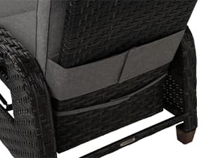 Grand patio Outdoor Recliner with Independent Adjustable Back and Footrest, Air Pump 150° Lay Flat Reclining Chair Removable Olefin Cushion Flip-Up Table Wicker Grey 1PC