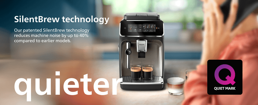 PHILIPS 3300 Series Fully Automatic Espresso Machine with integrated milk frother and grinder, 5 Hot & Iced Coffee Pre-Sets, 40% Quieter SilentBrew, 15-Bar Pressure, Glossy Black (EP3326/90)