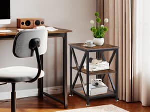 End Tables Living Room Set of 2, 16" D x 16" W x 24" H, Indoor End Tables Living Room with Storage Shelf, Square End Table Set of 2, X-Shaped Night Stands for Bedroom, Farmhouse Wood Side Tables