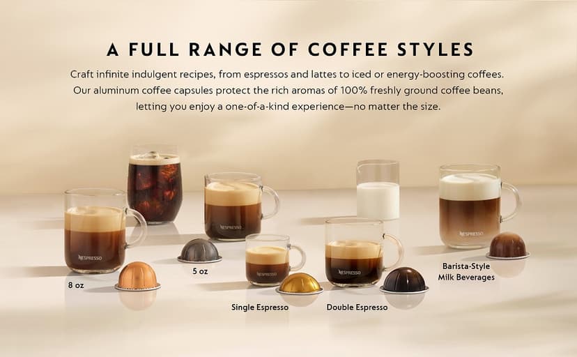 Nespresso Vertuo Coffee and Espresso Maker by Breville, Matte Black with Aeroccino Milk Frother